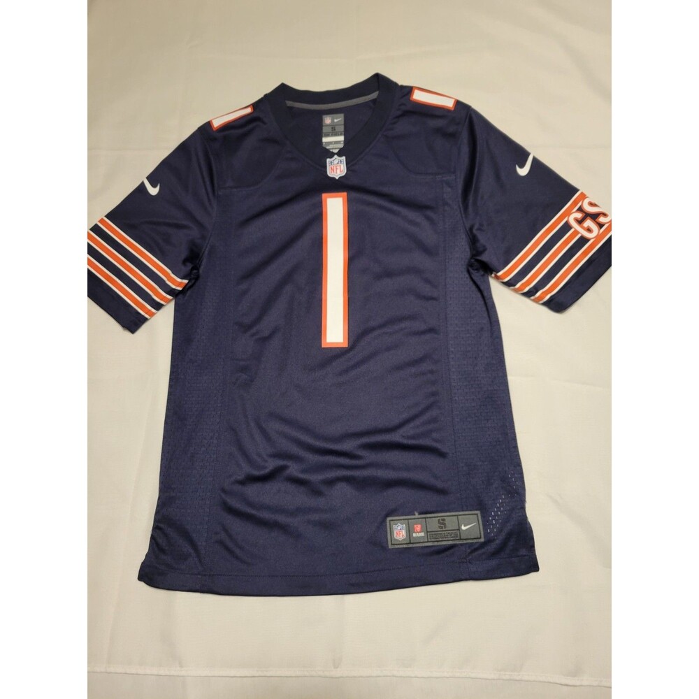 Chicago Bears Justin Fields #1 Nike NFL Football Jersey Navy Blue Men's Size S